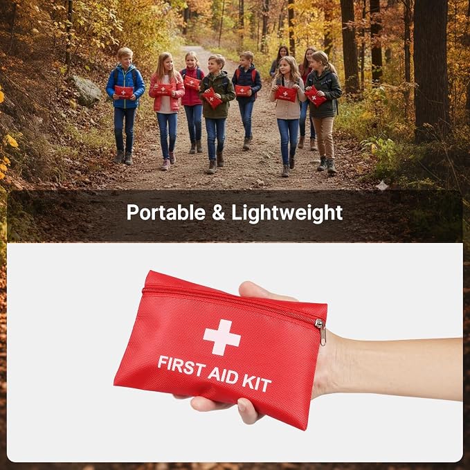 Empty Mini First Aid Kit Bag Portable Waterproof Small First Aid Pouch for Emergency Supplies Travel Home Car (Red, Pack of 5)
