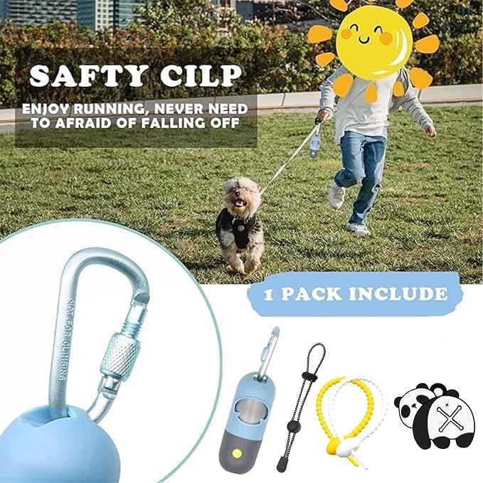 YUCHIYA Dog Poop Bag Holder Dispenser with LED Flashlight(Blue) | 100ft Ultra-Bright LED|Glow-in-the-Dark Avacado Clip|Metal Carabiner&Silicone Tether|15 Leak-Proof Scented Waste Bags