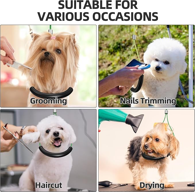 Dog Grooming Arm with Tray, 38" Pet Grooming Table Arm with Adjustable No Sit Haunch Holders, Pet Grooming Stand with Clamp for Small & Medium Pets