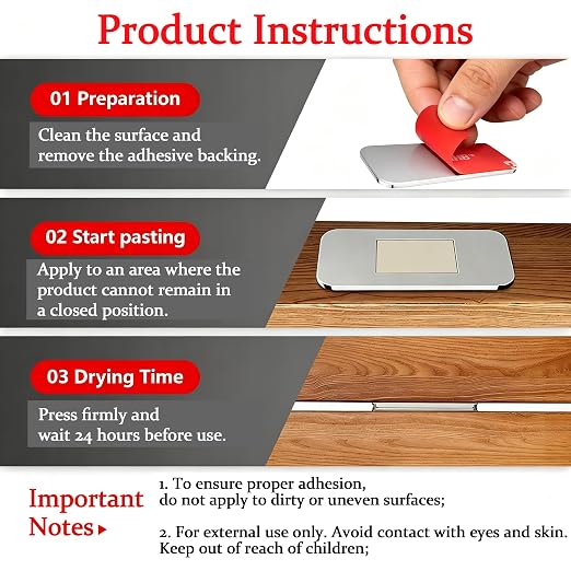 10-Pack Cabinet Magnets for Closing, Magnetic Door Catches that Require no Drilling, Ultra-Thin Drawer Magnets to Keep Drawers Closed, and Double-Sided Tape for Easy Installation