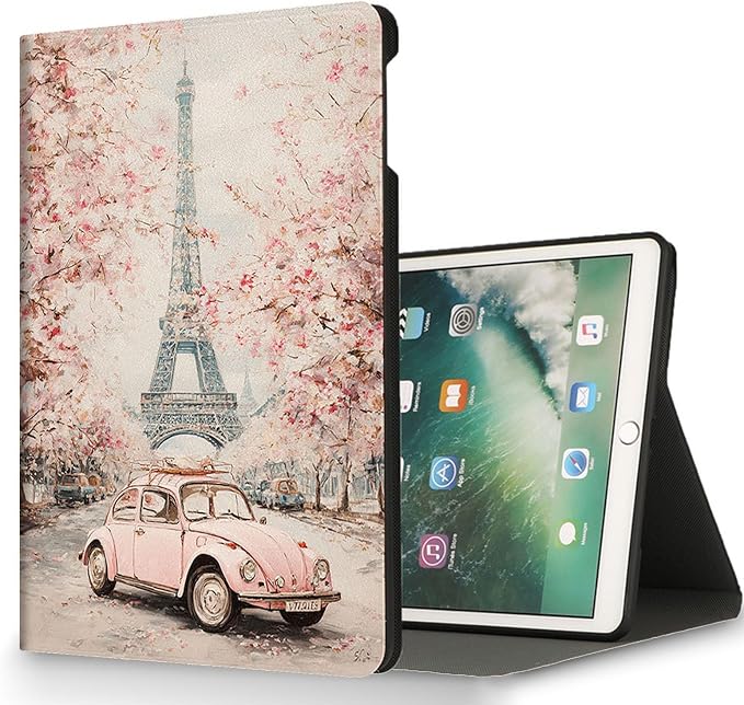 for Microsoft Surface Pro 8-13" 2021 Tablet Case,Auto Wake/Sleep,Adjustable Stand Protective Cover - Paris Cherry Blossom Eiffel Tower