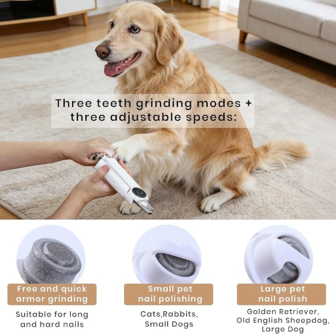 2-in-1 Dog Nail Clippers & Grinder, LED Light for Black Nails, Heavy Duty Smart Display Electric Pet Nail Trimmer, 3 Speed Quiet Rechargeable for Small Medium Large Dogs Cats (Blue)