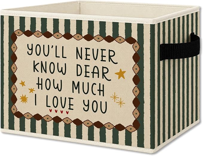 Girl Nursery Cube Storage Bins with Handles, You'll Never Know Dear How Much I Love You Collapsible Fabric Storage Basket Boxes Books Clothes Organizer for Girls Room Bedroom Bathroom