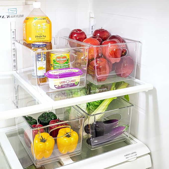 Sorbus Fridge Organizers and Storage, Clear Plastic Bins (Large, 2 Pack)