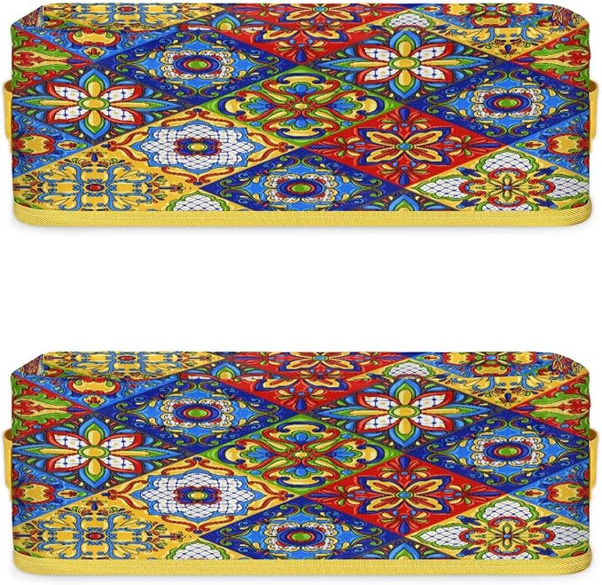 Mandragora Colorful Flowers Bathroom Storage Basket, Foldable with Handle Open Countertop Paper Towel Decorative Box, Toilet Tank Top Shelf Baskets for Home Closet Bedroom Living Room Office