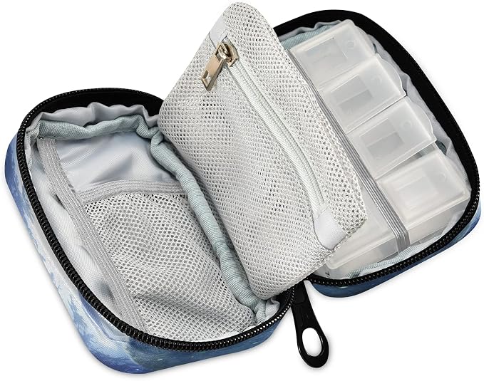 Fairy Unicorn Pill Box 7 Day Pill Case Travel Pill Organizer Bag with Zipper Portable Weekly Case Compact Size for Vitamin Supplement Holder