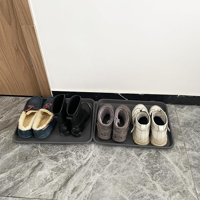 PetLike Boot Tray for Entryway Indoor, Pet Food Mat Tray, 16.7 x 12.8 inch 2 Packs, Waterproof Rubber Mat for Boots, Shoes, Pets, Garden