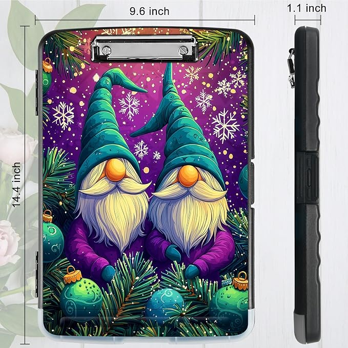 A4 Clipboard with Storage Pen Holder, Clipboards Organizer Nursing Clipboard Foldable File Folder Plastic Clipboard Folio Clip Board for Office Work Classroom Doctor, Hat Snowflake Old Man