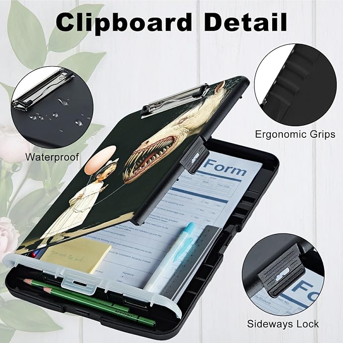 A4 Clipboard with Storage Pen Holder, Clipboards Organizer Nursing Clipboard Foldable File Folder Plastic Clipboard Folio Clip Board for Office Work Classroom Doctor, Girl Horse