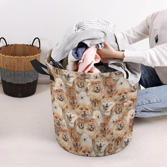 Chow Chow Dog Lover Gifts, Chow Chow Dog Print Laundry Basket Large Laundry Hamper, Waterproof Dirty Clothes Hamper, Cute Chow Chow Dog Laundry Baskets with Handles for Bedroom Bathroom