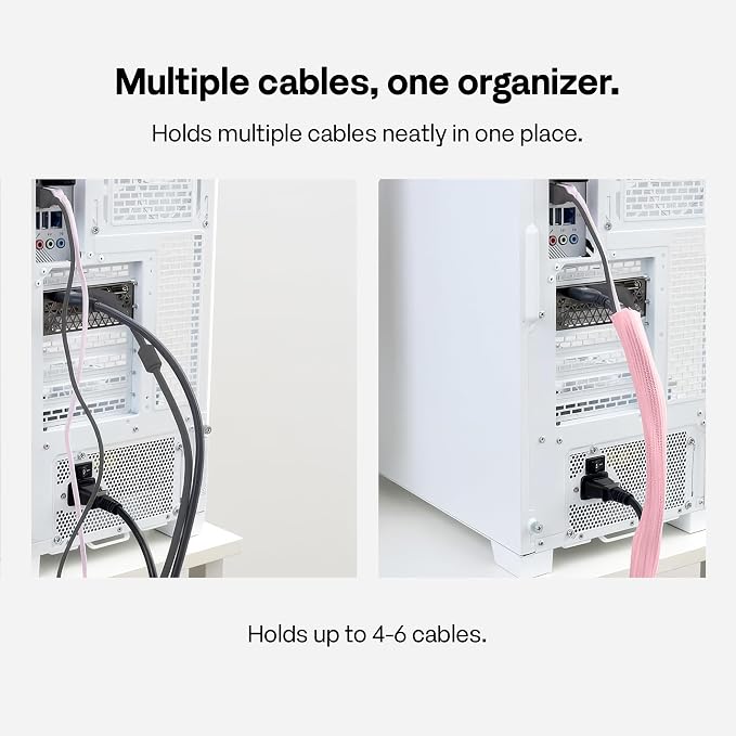 Pixio 10FT Tubing Cable Sleeve – Pink 1/2 inch Flexible Cable Management Sleeve for PC, Gaming, TV & Office, Wire Organizer for Desk Cable Cleanup