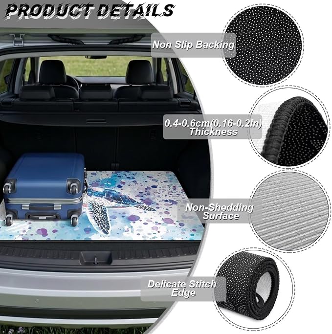 Blue Turtle Car Trunk Mat 29" x 39" Universal Camping Cargo Liner Dustproof PicnicTrunk Protective Mat Cargo Liners for Families/Travel Enthusiasts