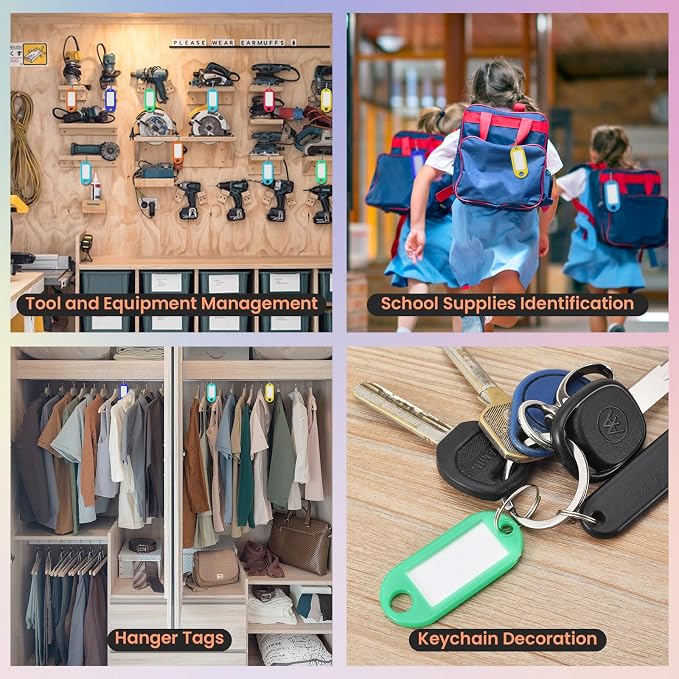 70 Pcs Plastic Colored Key Ring Tags with Labels - Key Tags Identifiers,Name Tags and Labels,Adapt to USB Drive,Key Chains with Label,Pets Key Id,Small Luggage