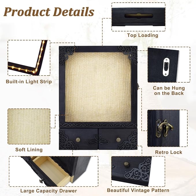 11x16 Pet Memorial Shadow Box Frame with Shelves, Black