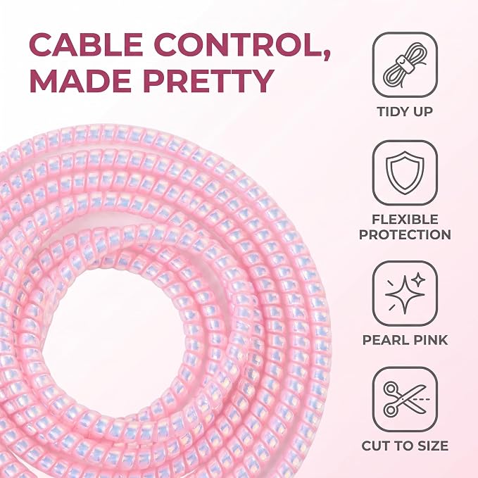 Laser Pink Spiral Cable Protector,Chargers Data Cable Protect Sleeve,Headphone Cable Saver for Phone Earphone USB Data Cableor for Prevent Pets from Biting The Cable Sleeves Cord Management