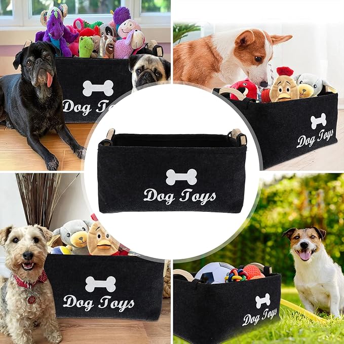 TEHAUX Puppy Supplies Pet Dog Storage Basket, Pet Organizing Blankets Leashes and Food for Holding Dog, Food, Clothes, Easy and Convenient to Carry Supplies Containers