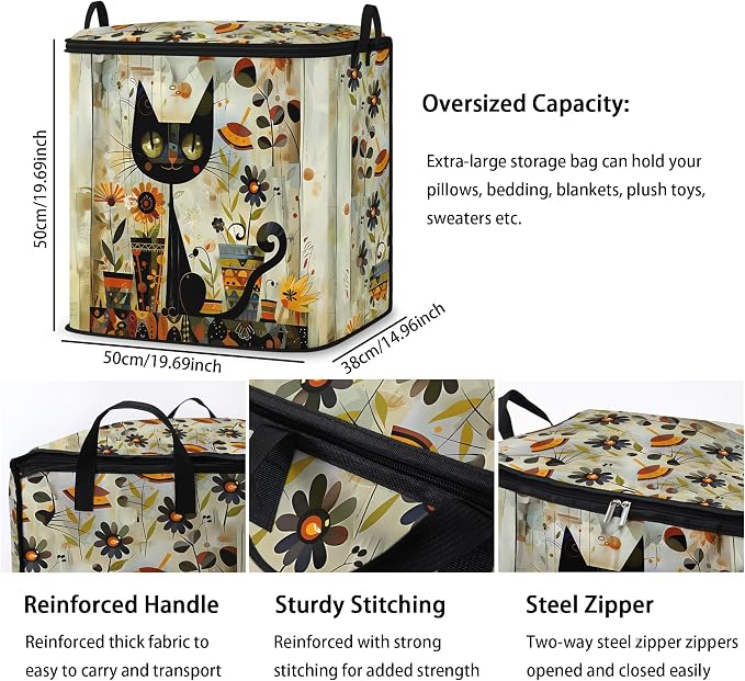 2pcs blanket storage bag for under bed,dorm bedding organizers 95L | king comforter sheet quilt duvet sweater pillow clothes storage for closet,moving essentials containers with portable handles