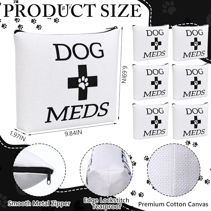 Aliceset 6 Pack Dog Medicine Bag Vet Tech Travel Gifts Backpacks | First Aid Kit Essential Organizer Storage, Pet Emergency Supply Med Pouch with Zipper, for Dog Pet Mom Lover Travel Gift