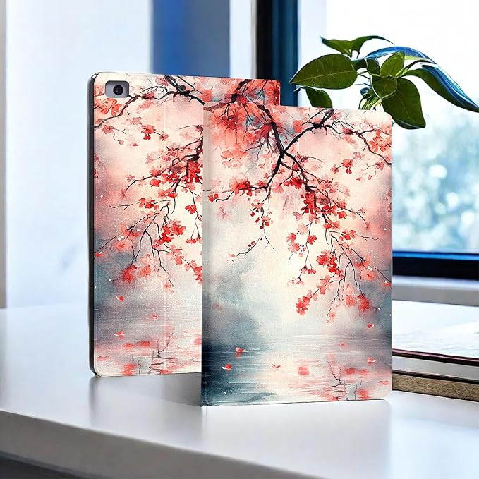 for Microsoft Surface Pro 11/10/9-13" 2024/2022 Tablet Case,Auto Wake/Sleep,Adjustable Stand Protective Cover - Vintage Cherry Blossom