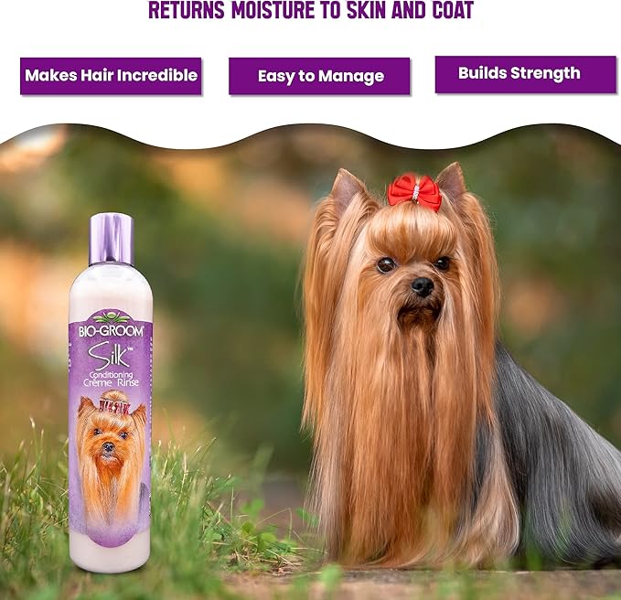 Bio-Groom Silk Creme Rinse Dog Conditioner - Conditioner for Dogs & Puppies, Residue Free Wash, Cruelty Free, Rehydrates Skin & Strengthens Coats, Gentle & Safe - 12 Fl Oz 1-Pack