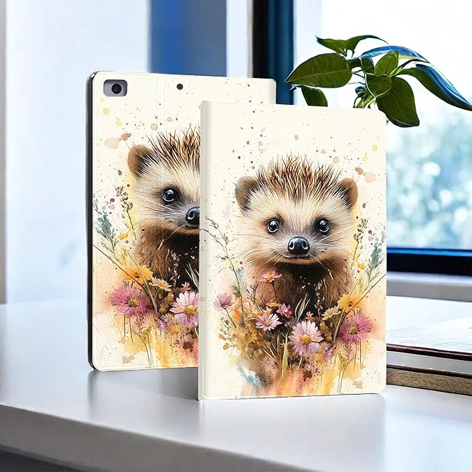 for Microsoft Surface Pro 11/10/9-13" 2024/2022 Tablet Case,Auto Wake/Sleep,Adjustable Stand Protective Cover - Cute Hedgehog Flower