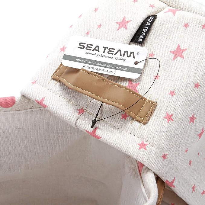 Sea Team Collapsible Fabric Storage Cube Bins Organizer with Handles | Canvas Storage Baskets for Closet Shelf Organization and Organizing Solution, 7.9 x 6.3 x 5.9 Inches, Pink, 4-Pack