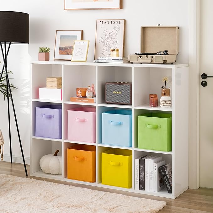 GRANNY SAYS 11x11 Storage Cube Organizers, Pastel Color, 6-Pack | Collapsible Storage Boxes with Thickened Base Plate, Sturdy Handles, Decorative Baskets for Shelves, Closet