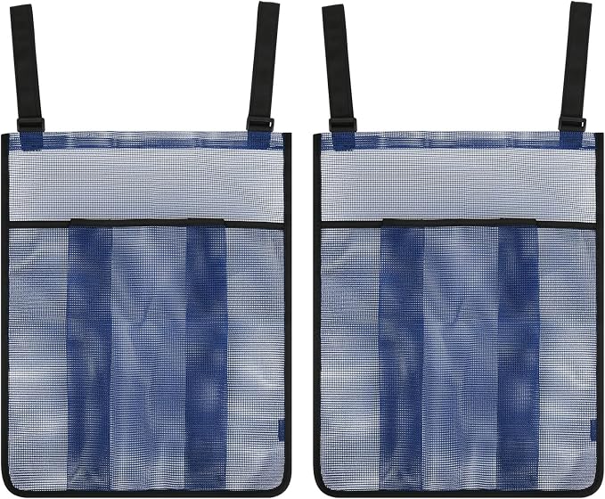 2 Pieces Trampoline Shoes Bag, Storage Mesh Bag With 2 Hook and Loop Strap, Shoe Holder, Indoor Fitness Shoes Organizer, Equipment Bag Accessories (Blue)