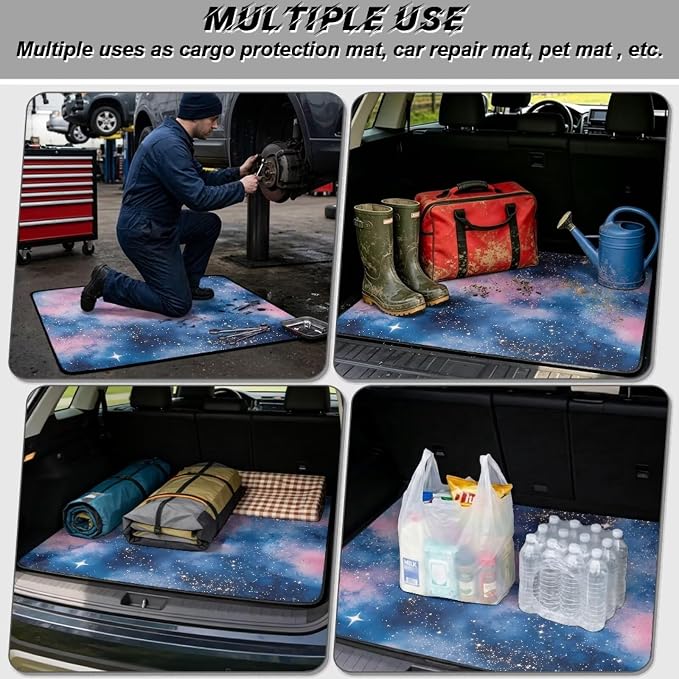 Howilath Pink Blue Starry Sky Trunk Liners for Cars Non-Slip Rear Trunk Cover Universal Interior Accessories Fits Most Sedan & SUV