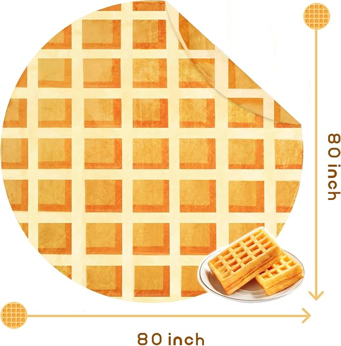 Bnuitland 80 Inches Funny Waffle Blanket, 300 GSM Double Sided Giant Funny Novelty Realistic Food Blanket for Adults and Kids, Super Soft Flannel Throw