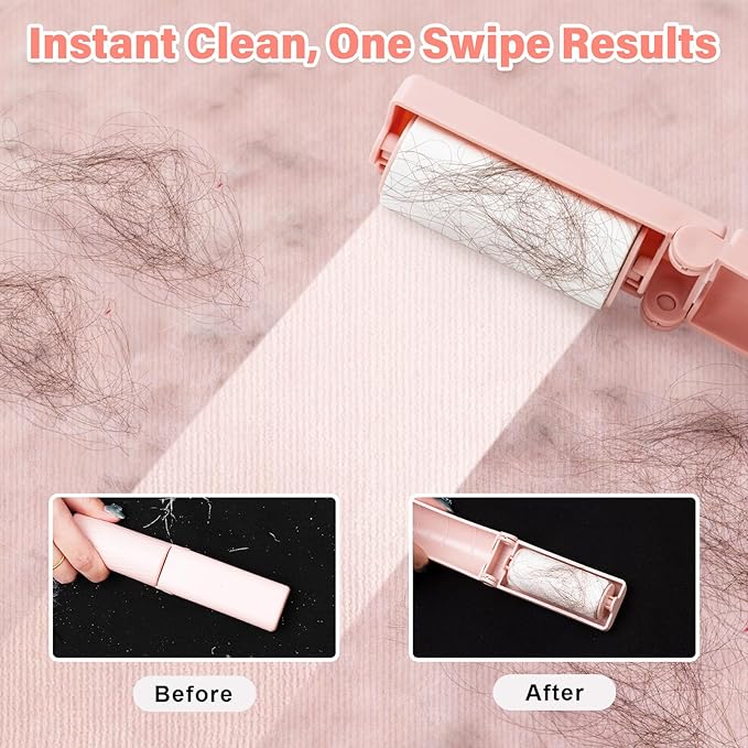 16 Pack Travel Mini Lint Roller with 360 Sheets, Portable Lint Remover with 4 Handles & 12 Refills, Reusable Pet Hair Remover for Clothes with Cover, Easy to Clean for Luggage Use