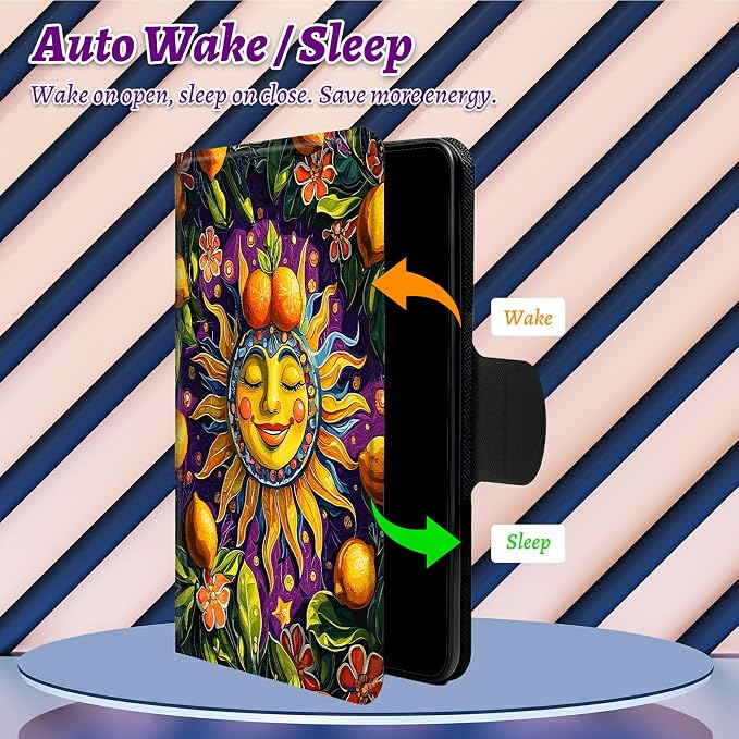 Rotating Handle Case for Samsung Galaxy Tab A11 Plus 2026/A9 Plus 11" 2024, 360 Degree Swivel Kickstand with Magnetic Closure Shockproof Leather Protective Cover for Women Men, Sun Lemon