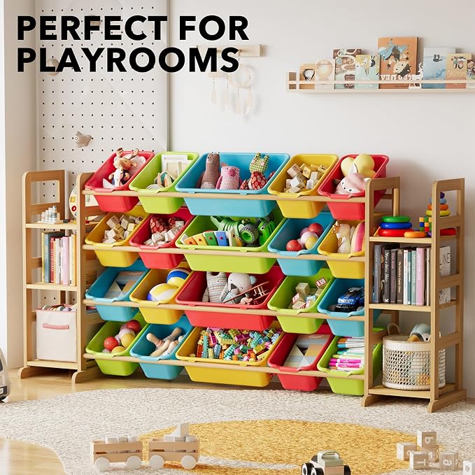 SpaceAid Toy Storage Organizer with 6 Shelves and 20 Bins, Toy Organizers Storage Bookshelf, Kids Bin Shelf Toys Box Bookcase for Bedroom Playroom Organization Room Decor, Multi-Colored