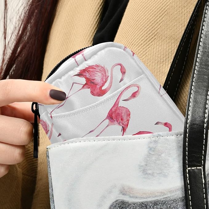 Watercolor Flamingos Pill Box 7 Day Pill Case Travel Pill Organizer Bag with Zipper Portable Weekly Case Compact Size for Vitamin Supplement Holder
