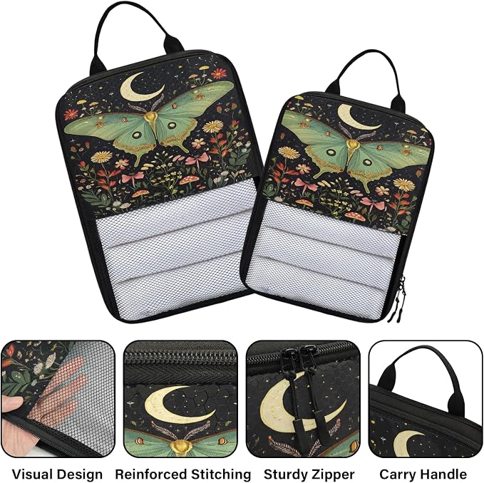 Butterfly 6 Set Compression Packing Cubes Floral Expandable Packing Organizer for Travel Accessories Luggage Suitcase Bag