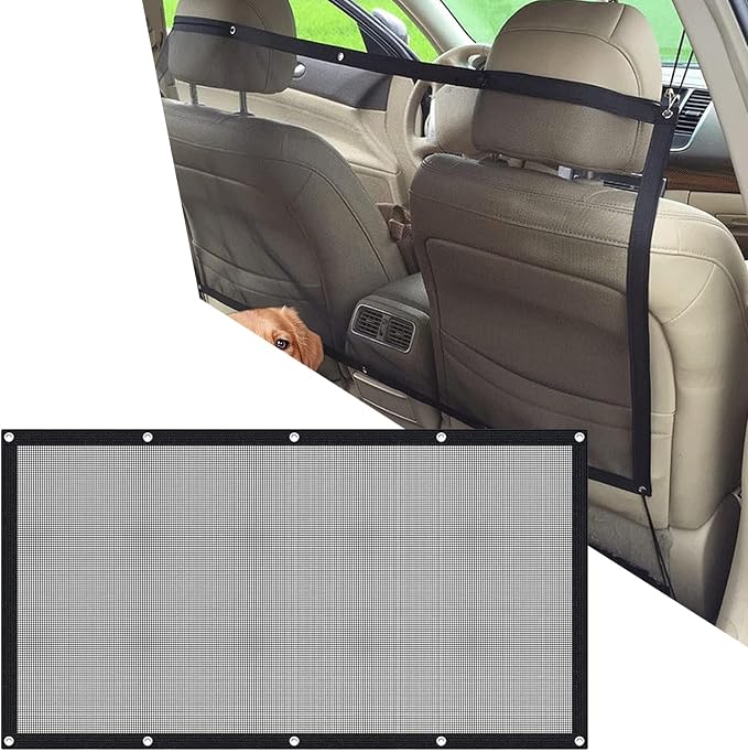 Black Fence, Pet Barrier Backseat Mesh, Car Divider Net, Dog Guardrail, SUV Pickup Small Car (45.2In x 24.4In)