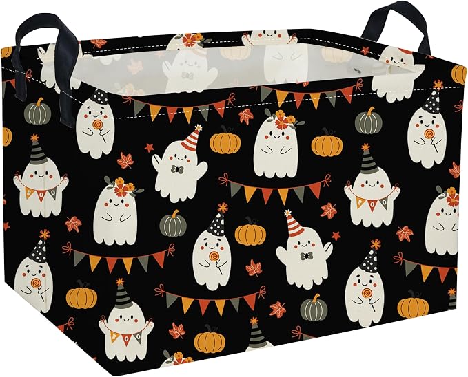 Rectangle Kids Baskets Halloween Basket Cute Storage Bin for Room Decor Gift Basket(Cute Halloween)