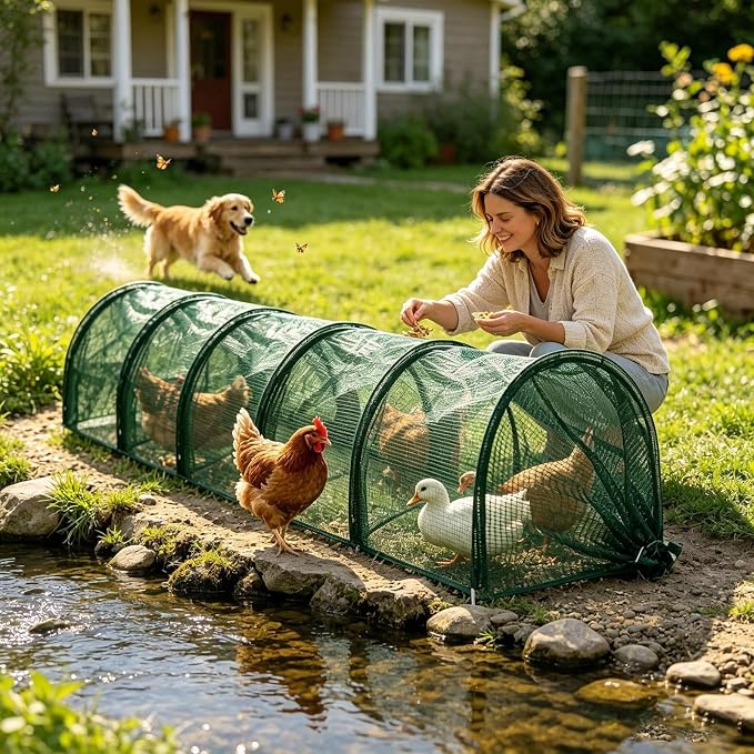 Chick Run - Sun Protection Net Chick Run, Flexible Portable Expandable Foldable Playpen, Pop-Up Mesh Poultry Brooder Enclosure | Outdoor Pasture Habitat Tent for Ducks Geese Rabbits Small