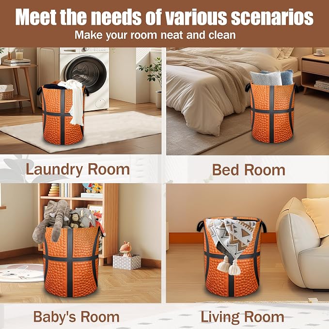 Basketball Laundry Hamper,Laundry Baskets,Waterproof Oxford Cloth Toy Storage for Bedroom,Bathroom,Nursery,16x20.8 Inch