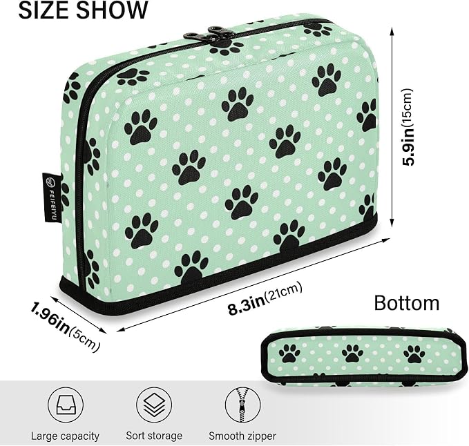 Aslsiy Large Capacity Pencil Case Pet Paws White Dots (2) Pencil Pouch for Boys Girls Portable Pen Bag Organizer Standing Makeup Bag for School Office Supplies