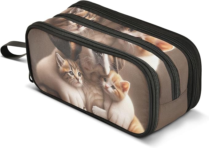 Cute Dog Pet Kitten Cat Pencil Case Zipper Pouch Large Cute Pen Pouch for Girls Office Pencil Storage Bags Stationery Kids Organizer School Supply