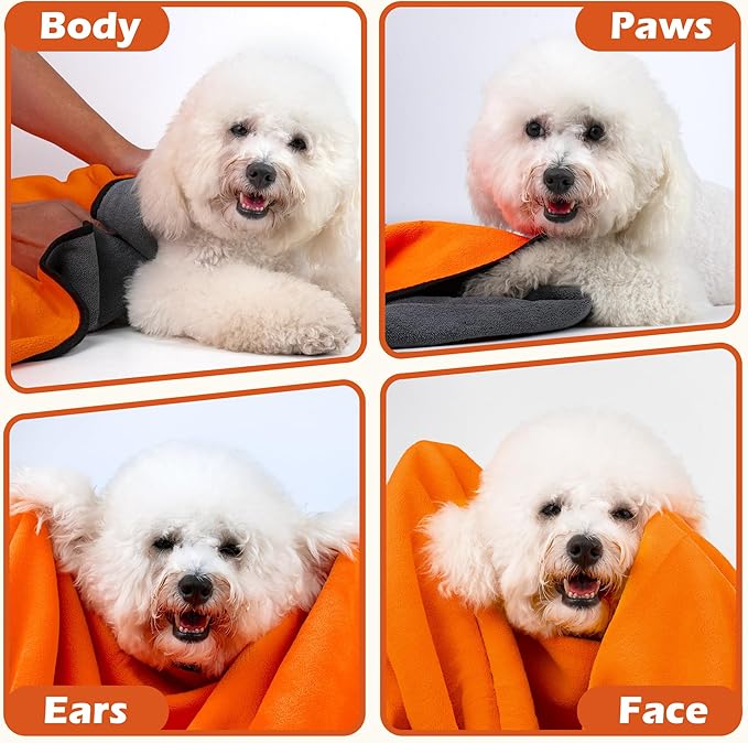 MICOOYO Dog Towels for Drying Dogs 3 Pack, Ultra Absorbent Microfiber Pet Bath Blanket | Quick Dry Towel for Dogs and Cats, 20"x40", M