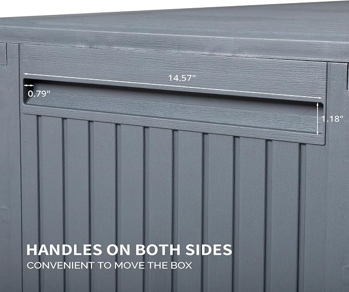 90 Gallon Outdoor Storage Box with Maze Texture, Waterproof Resin Deck Box for Patio Furniture Cushions, Lockable & Weather Resistant Garden Bin for Pool Toys & Tools, Grey