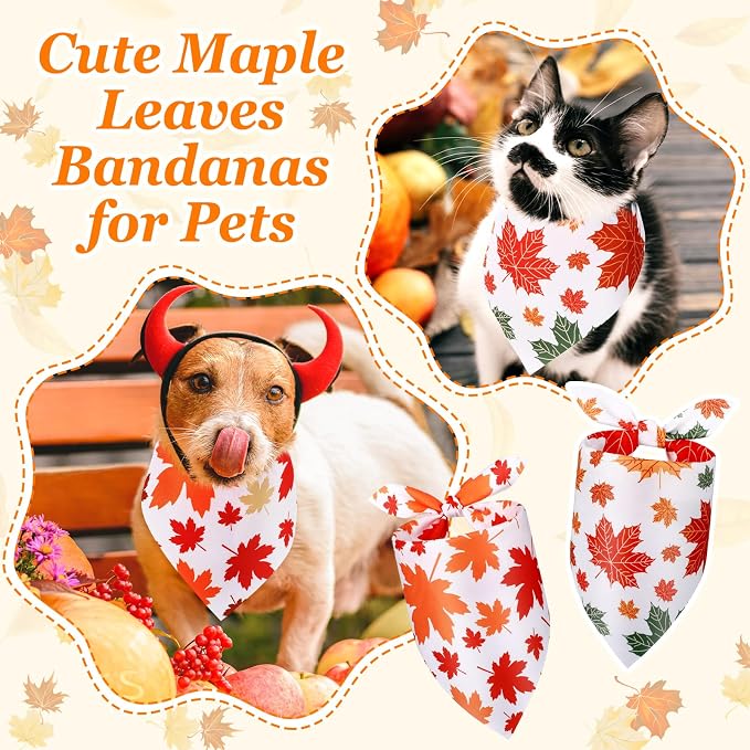 Abbylike 50 Pcs Fall Dog Bandanas Bulk, Autumn Maple Leaves Pattern