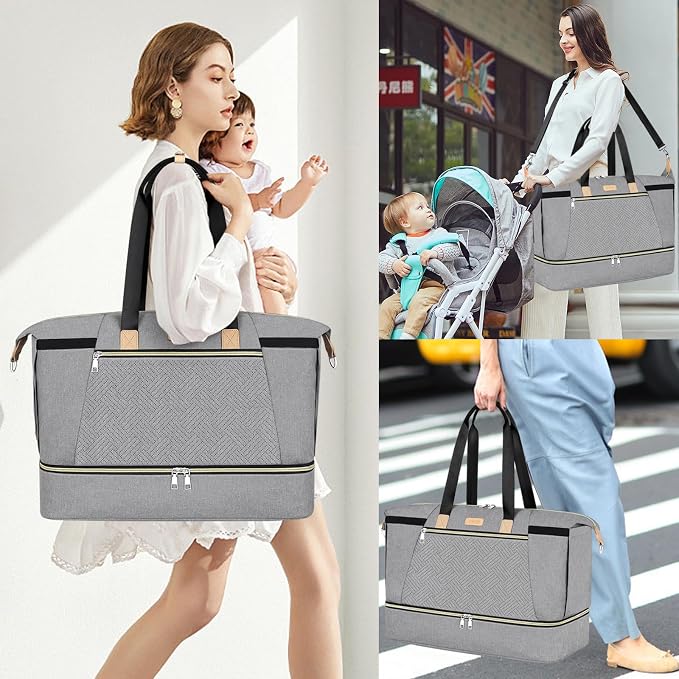 Diaper Bag Tote for Baby 7PCS, Large Mommy Bag with Portable Changing Pad | Multifunctional Hospital Bags for Labor and Delivery with Pacifier Case and Organizer Pouches,Travel Baby Bag for Boy Girl