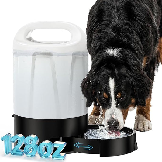 PETNF Dog Water Bottle Portable 1 Gallon (128oz), Automatic Gravity Dog Water Bowl Dispenser with Pull-Out Drinking Bowl, Large Capacity for Travel, Camping, Hiking, Beach & Road Trips, BPA-Free