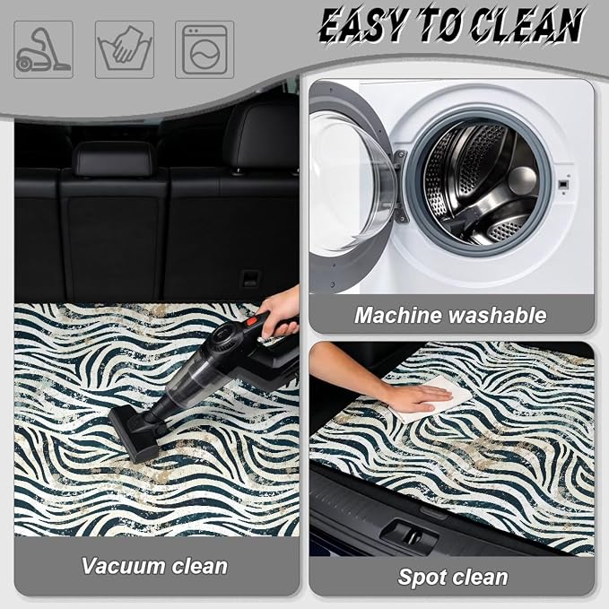 Zebra Print Trunk Protection Cargo Liner 29" x 39", Universal All Weather Car Trunk Mat for SUV Truck, Non Slip Washable Durable Pet Friendly Rear Trunk Mats
