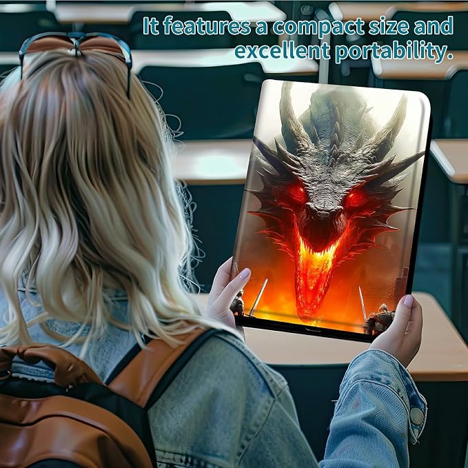 Case for Samsung Tab A11 8.7" 2025/Galaxy Tab A9 8.7" 2023, 360 Degree Rotating Stand with Multi-Angle Vertical & Horizontal Viewing Shockproof Shell for Women Men, Grey Flame Dragon