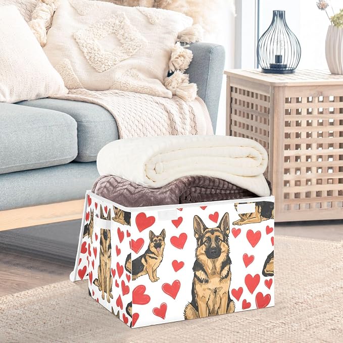 Storage Bins with Lid Dog Puppy Foldable Storage Boxes 40L Baskets | Decorative Storage Boxes, Dust-Proof Flip Top, Reinforced Handles, For Home & Bedroom, Clothes & Toy Box, Oxford Fabric Print