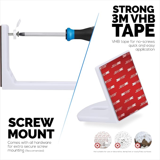 Screwless Wall Mount Small Shelf for Baby Monitors, Security Cameras, Speakers, Decor, Plants & More, Strong VHB Adhesive with Screw in Option, Easy to Install, No Mess Shelves by Brainwavz (W01)